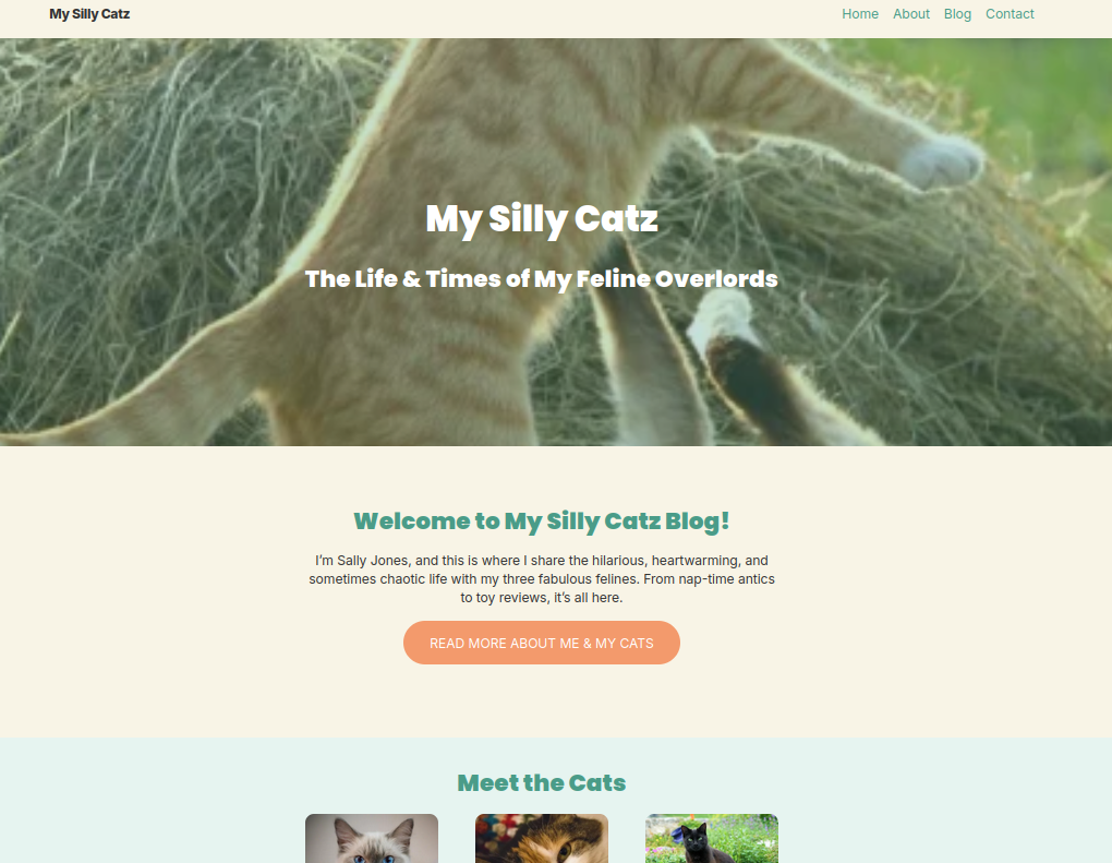 My Silly Catz Blog Demo - Personal WordPress blog with custom plugin development